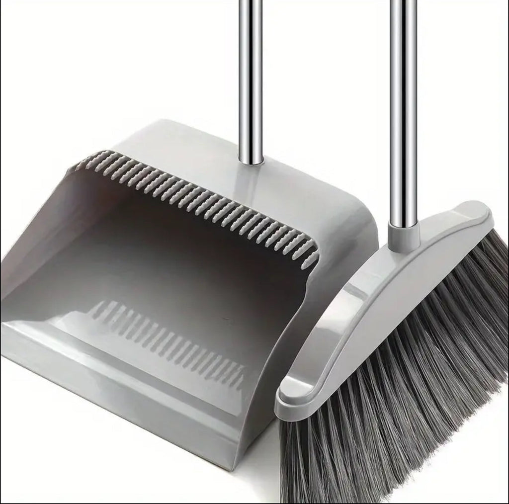 Broom and scoop folding dustpan set