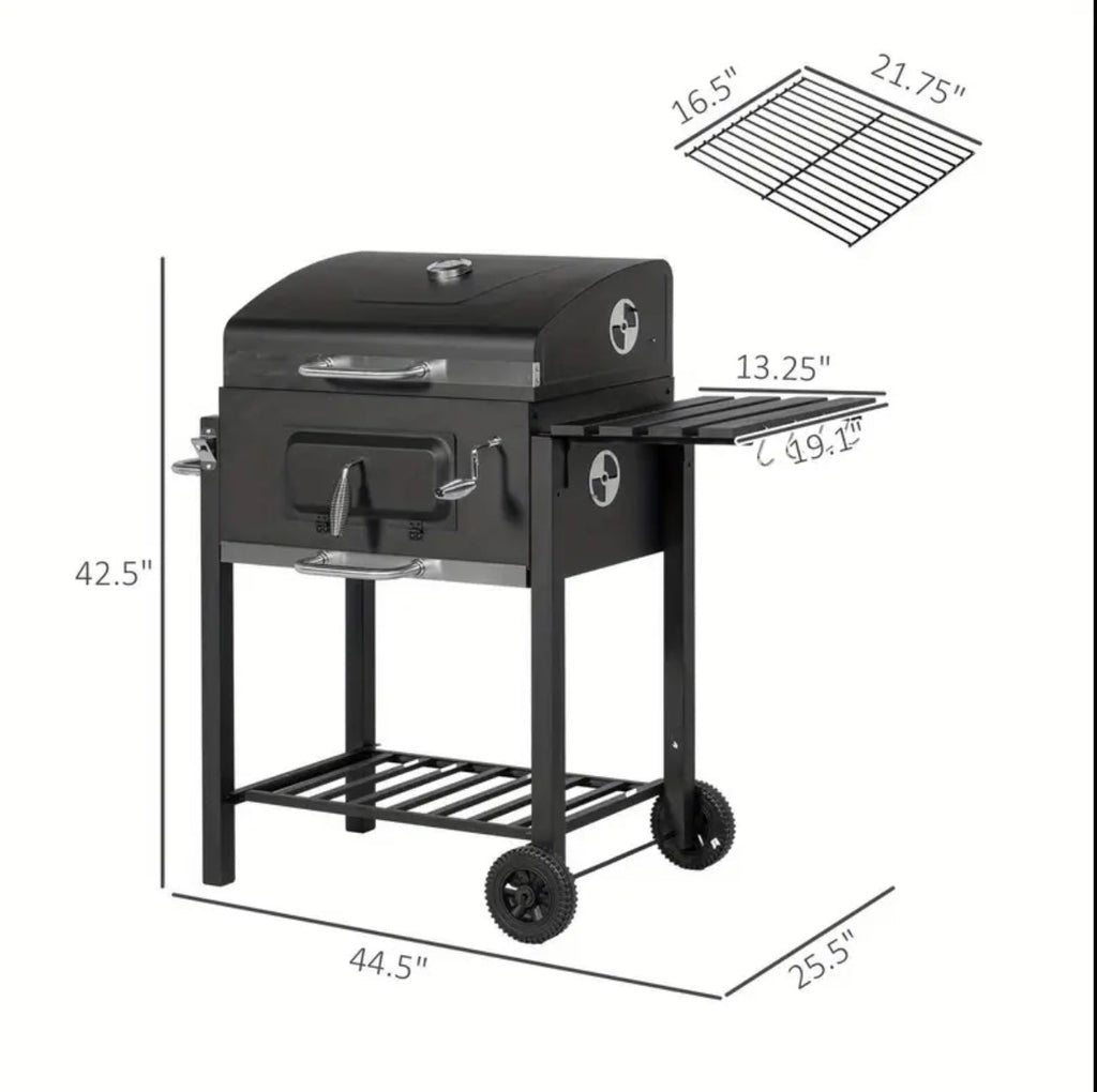 Portable Charcoal BBQ Grill with side table