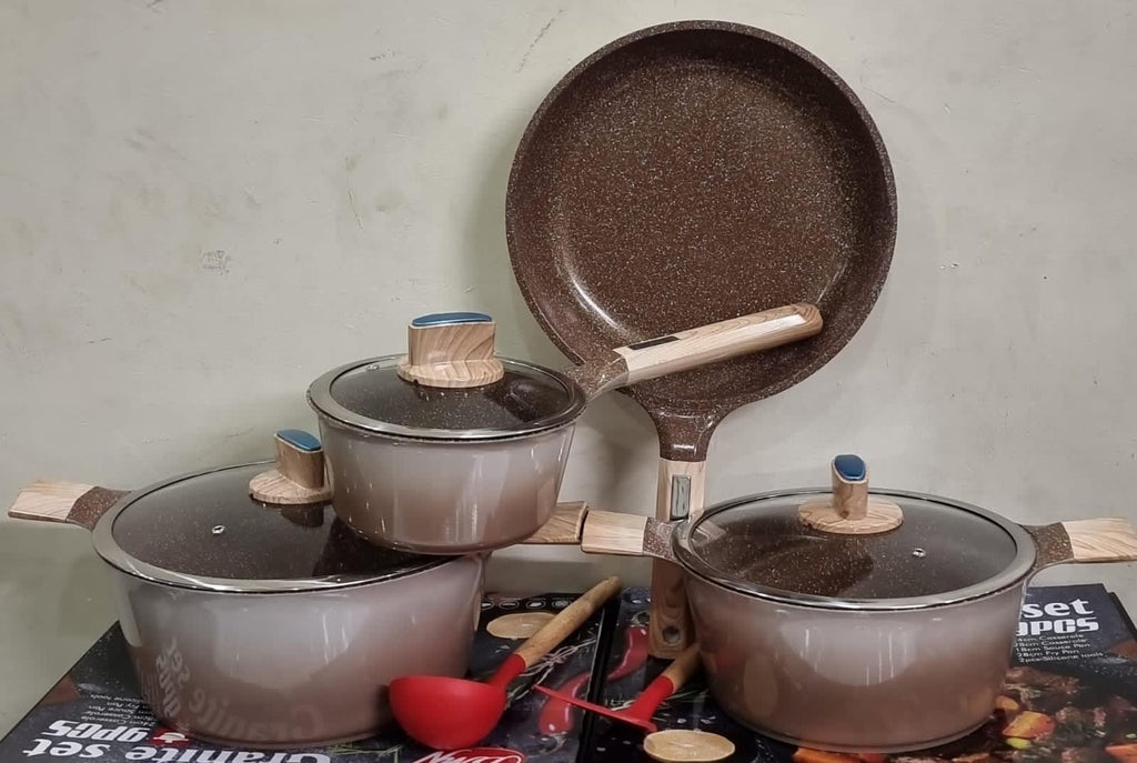 9pcs BMN Granite cookware set with 2pcs silicone cooking sticks