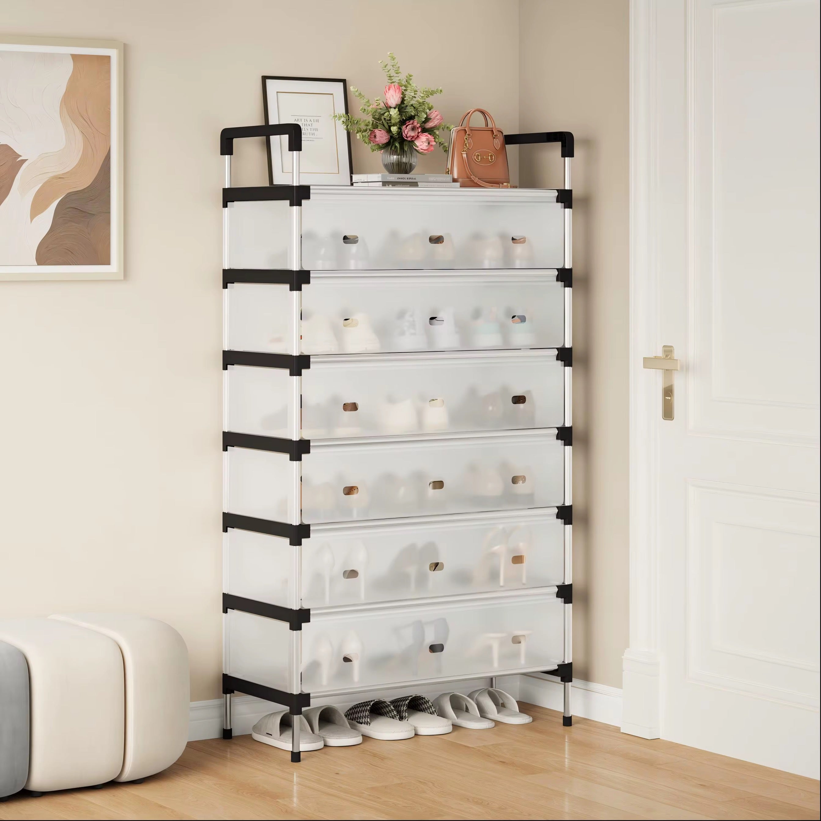 Shoe Rack  Seven Shelves - Stainless Steel Shoe Organizer