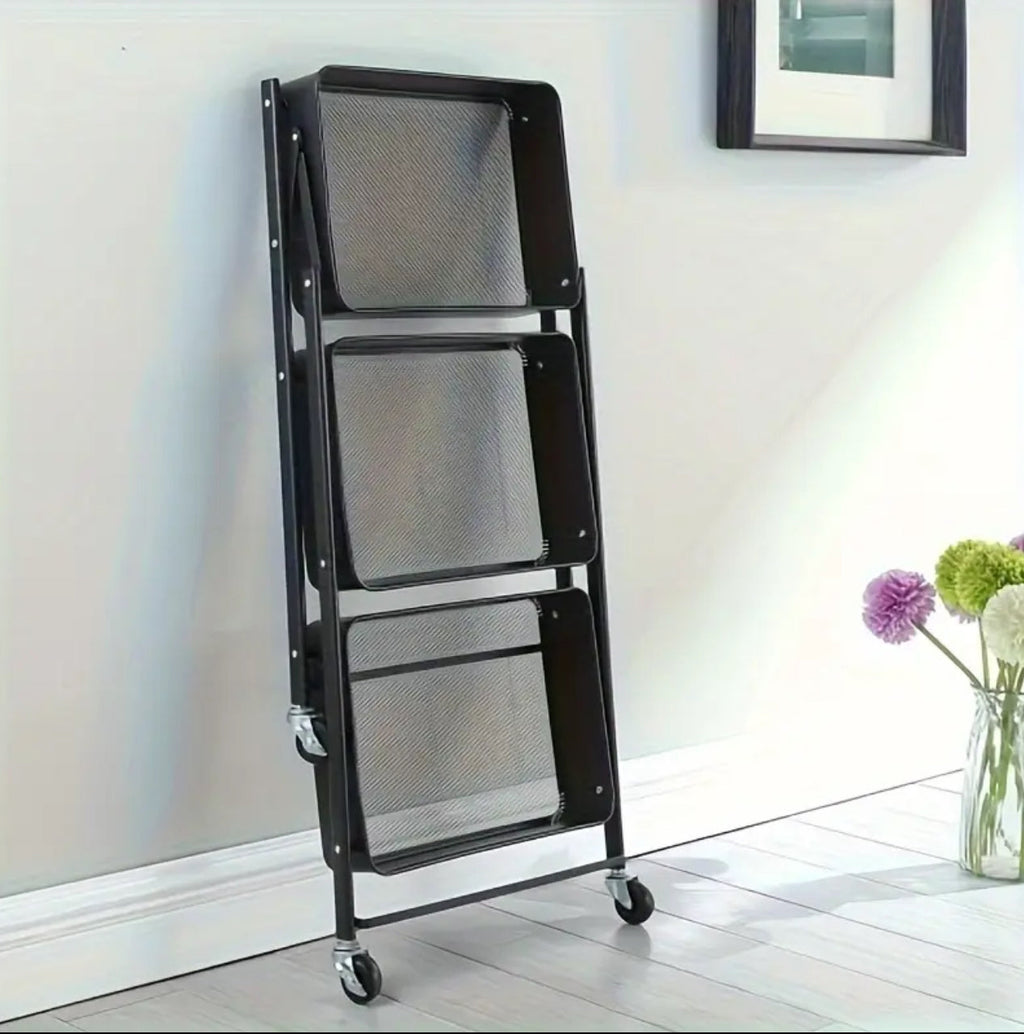 Foldable trolley cart with wheels.