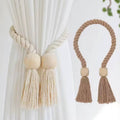 Hand-woven solid wood magnetic knot curtain tiebacks