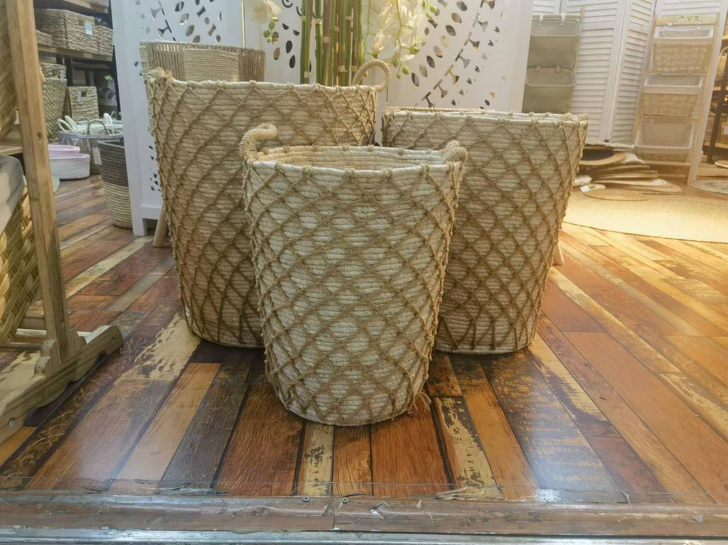High Quality Set of 3 Stackable handmade baskets