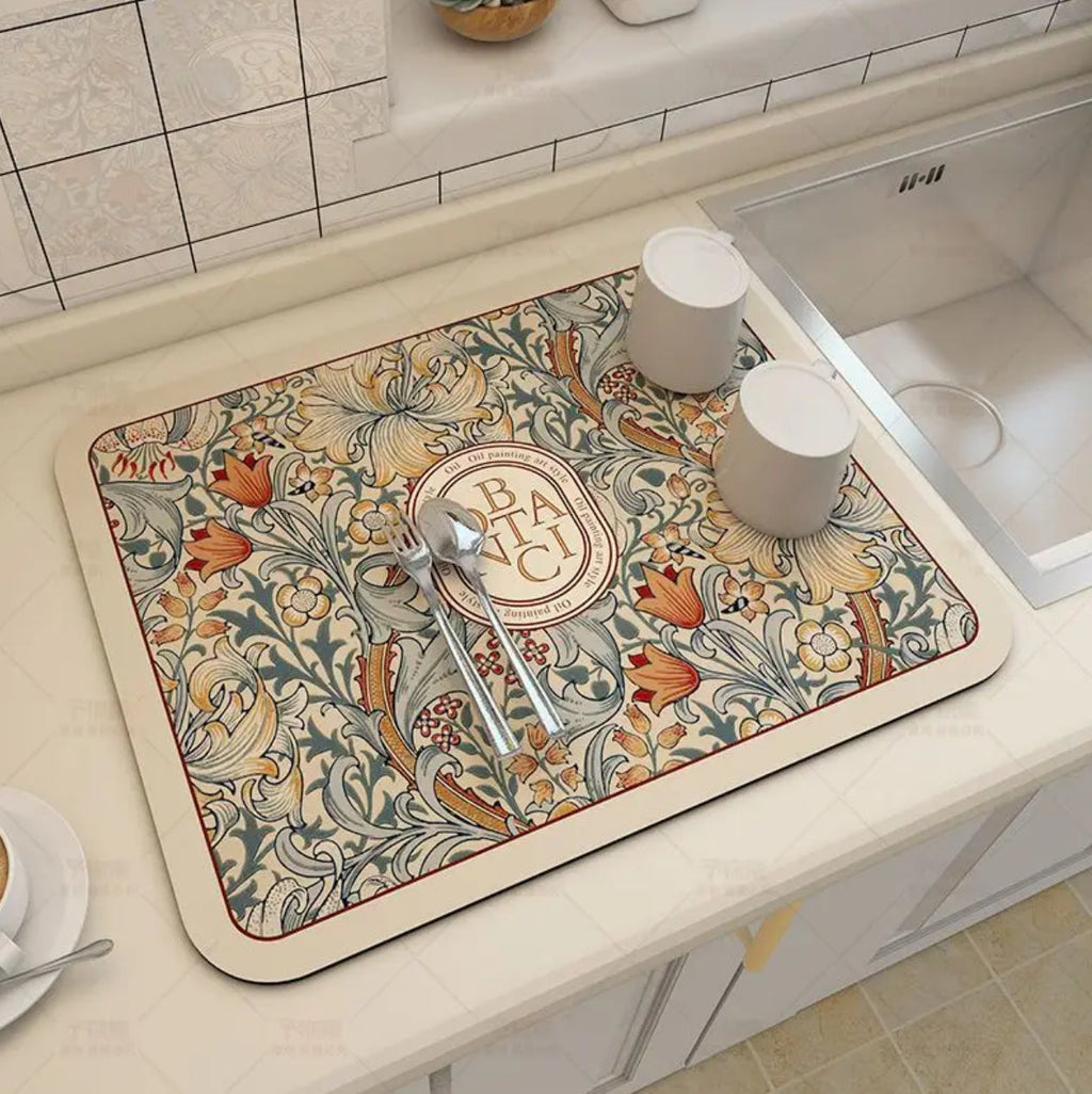 Absorbent dish drying mat