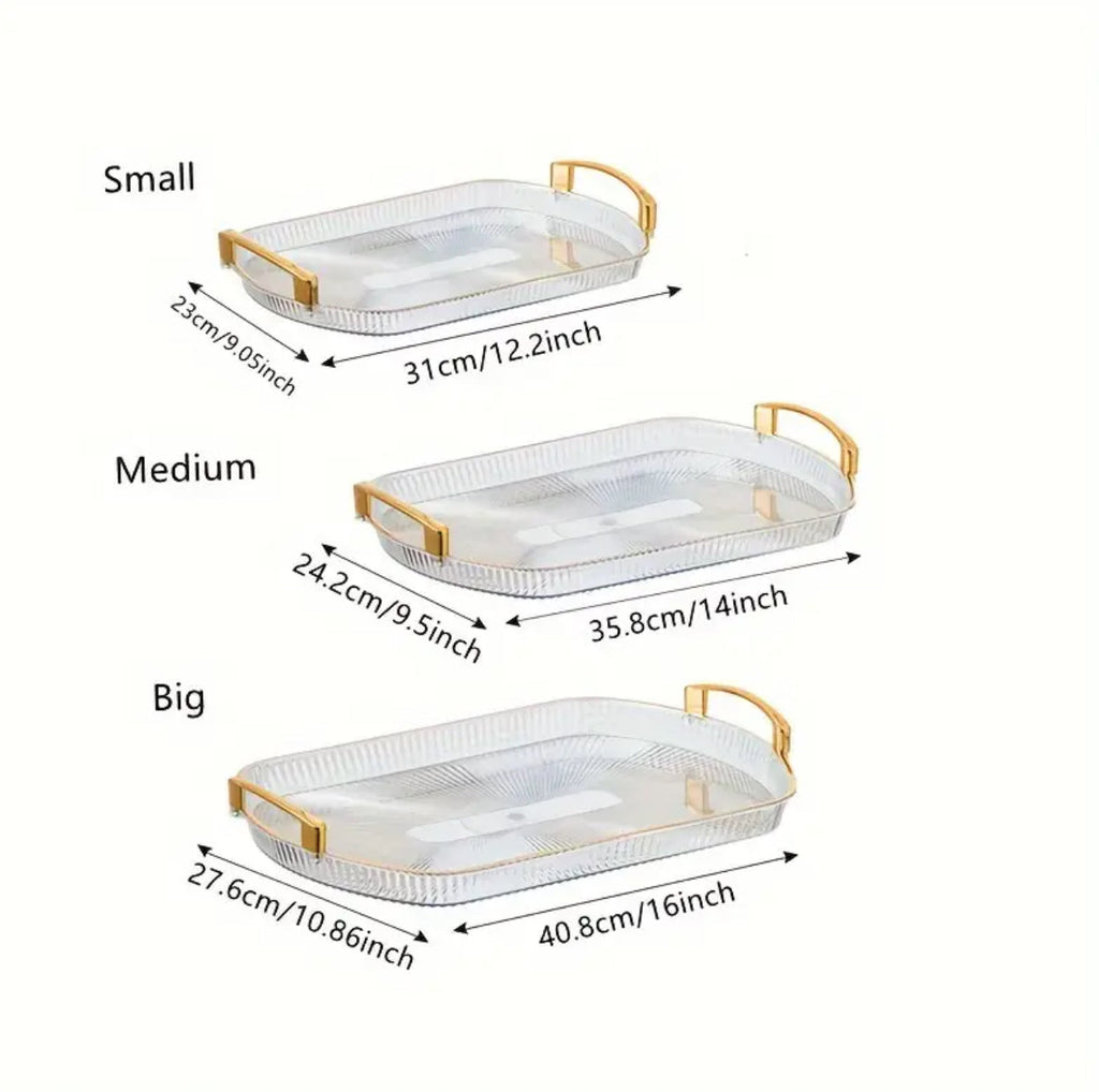 Acrylic trays with golden rim& handles
