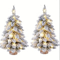 Pre-lit mini  snow flocked  christmas trees set