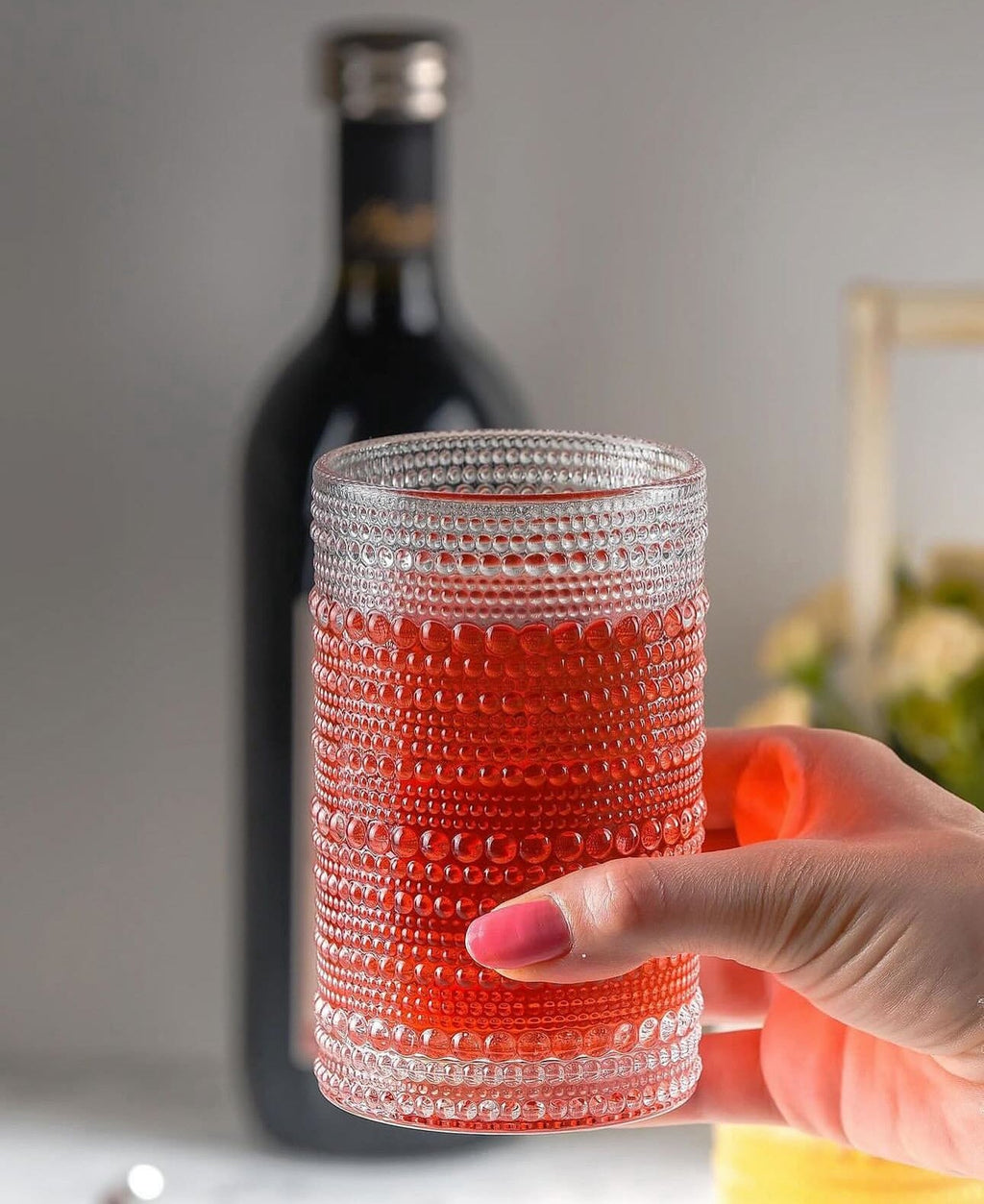 Vintage Embossed Dots pattern transparent Glass