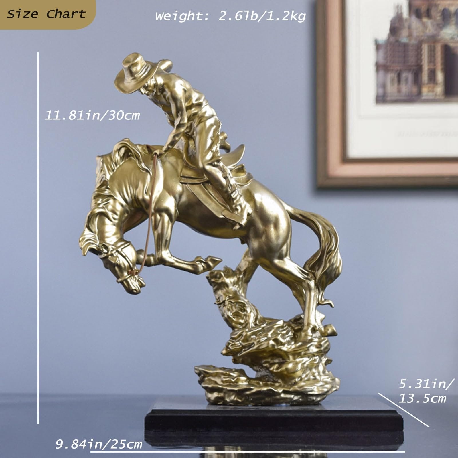 COWBOY RIDING HORSE STATUE