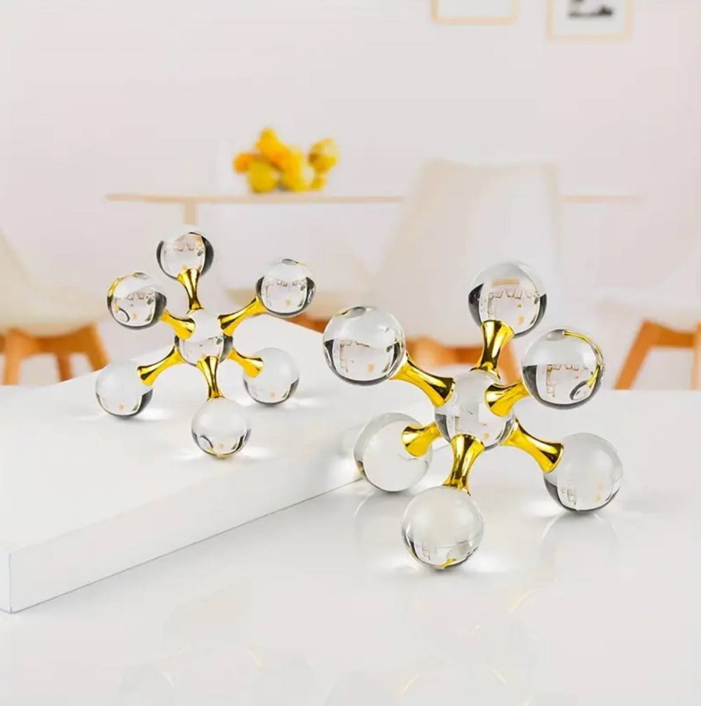 Decorative Sculpture, Modern Minimalist Metal Crystal Molecular Ball Decoration