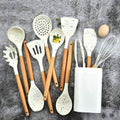 Unique white marble Silicon spoon set