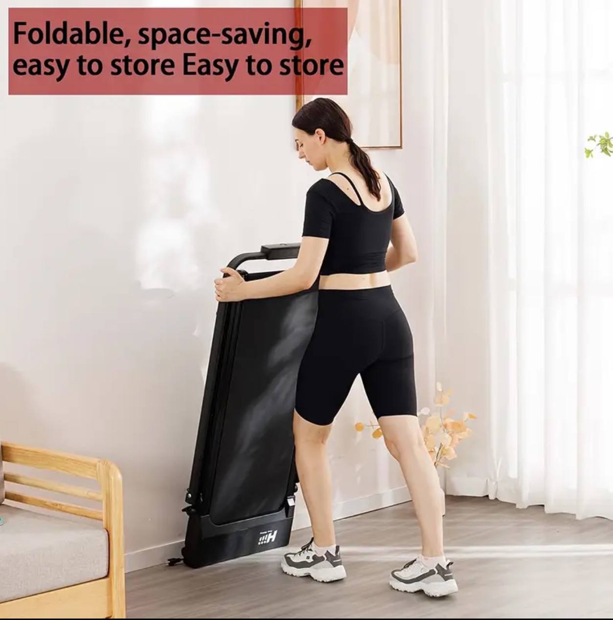 A 8-speed walking pad/treadmill with Foldable handlebars