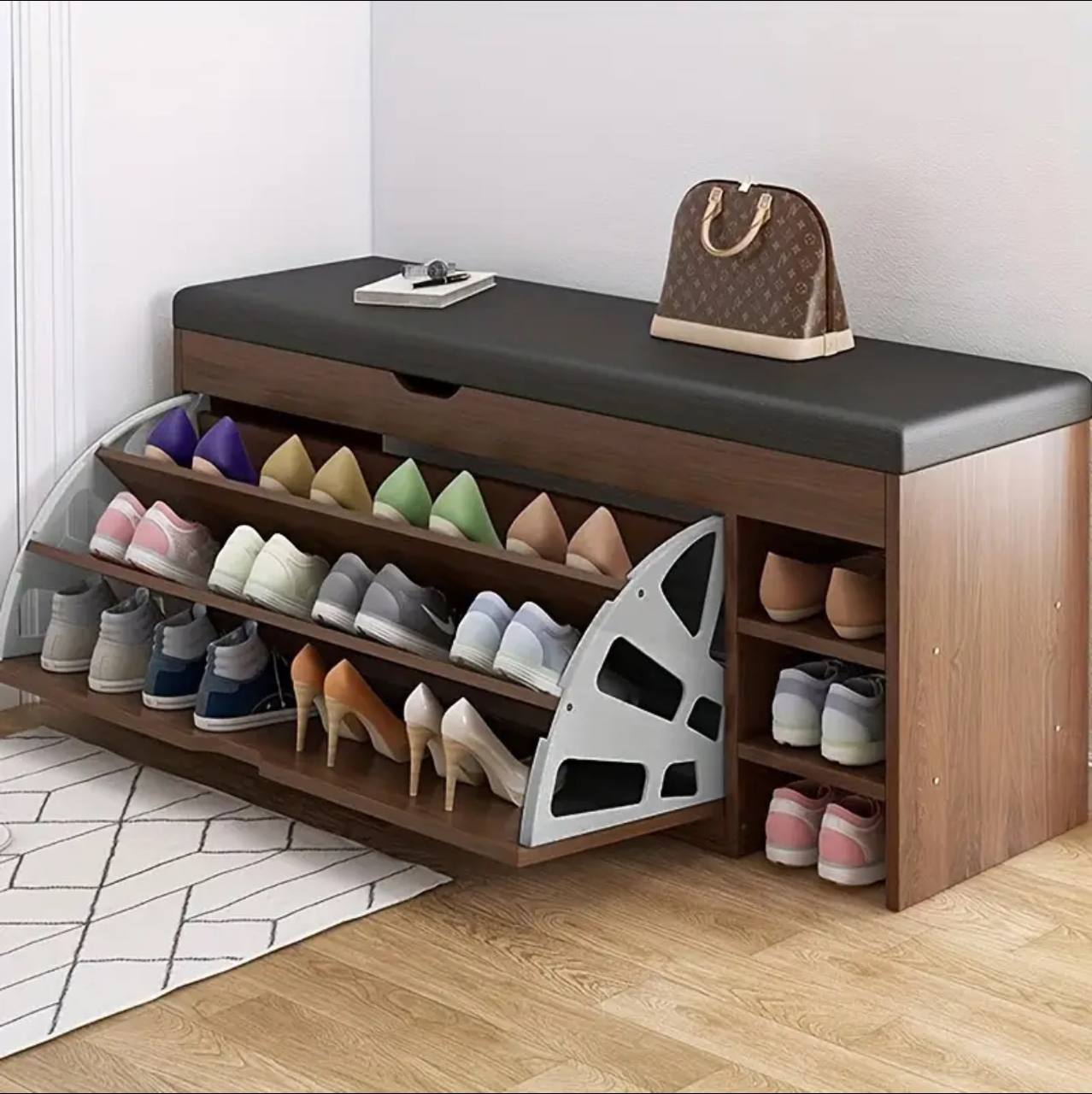 Modern Bucket flip shoe cabinet with seat changing stool bench