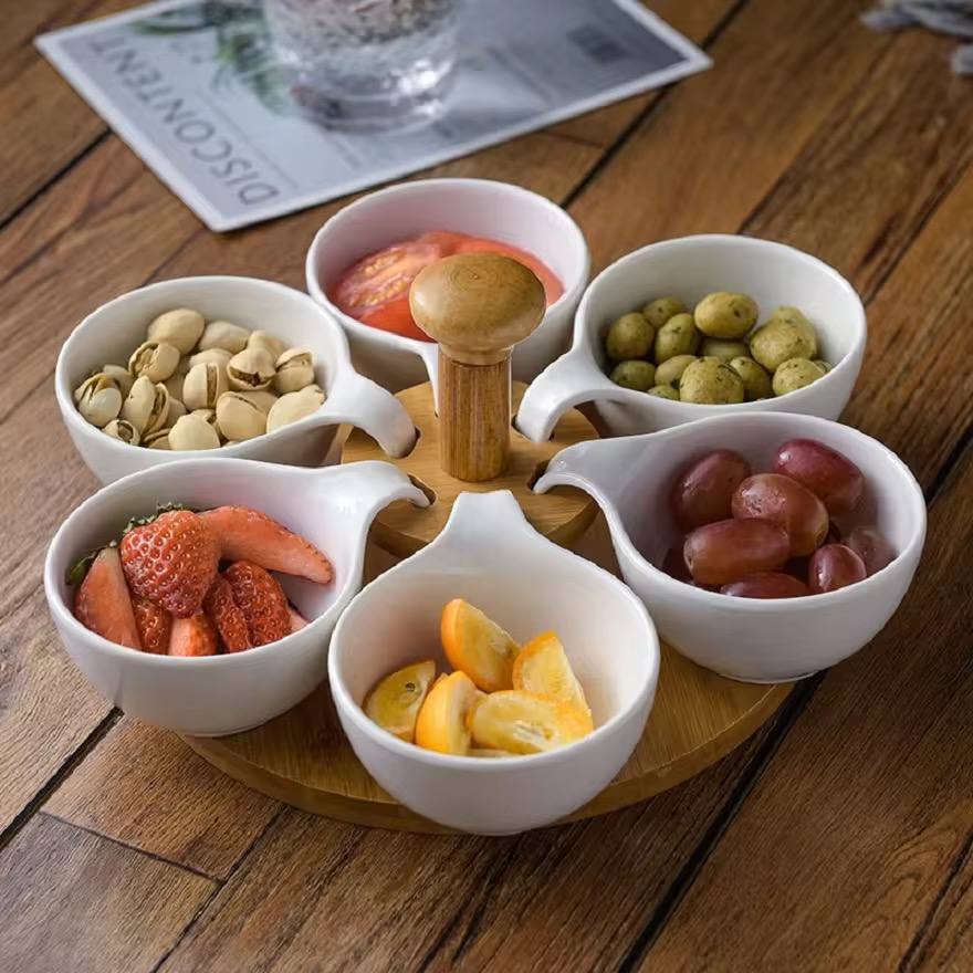 6pcs sauce dishes with bamboo