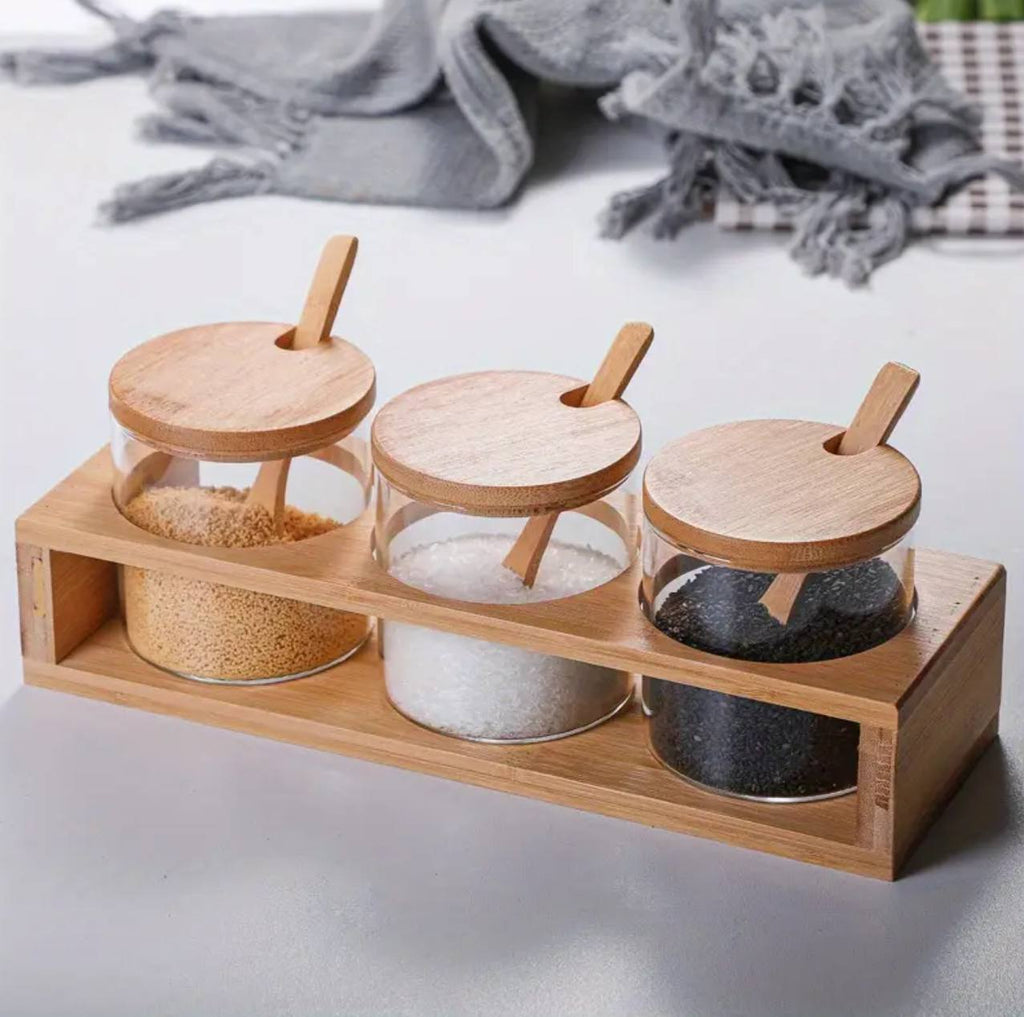 3pcs Canister set with bamboo lid