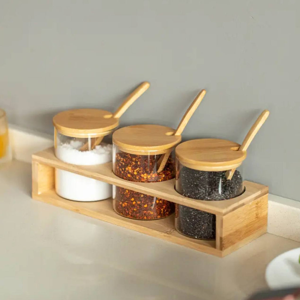 3pcs Canister set with bamboo lid