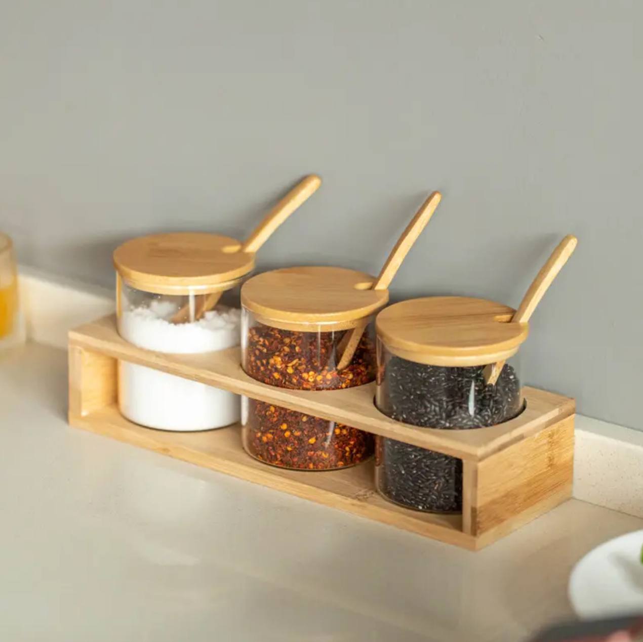 3pcs Canister set with bamboo lid