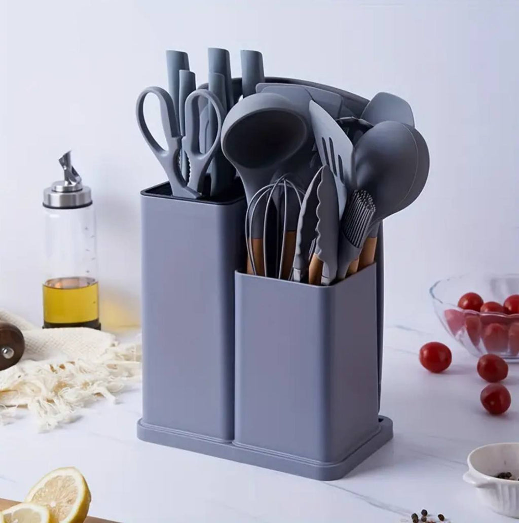19pcs heat resistant silicone cooking  kitchen spoon set