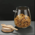 Glass storage canisters with Bamboo spoon & airtight lid.