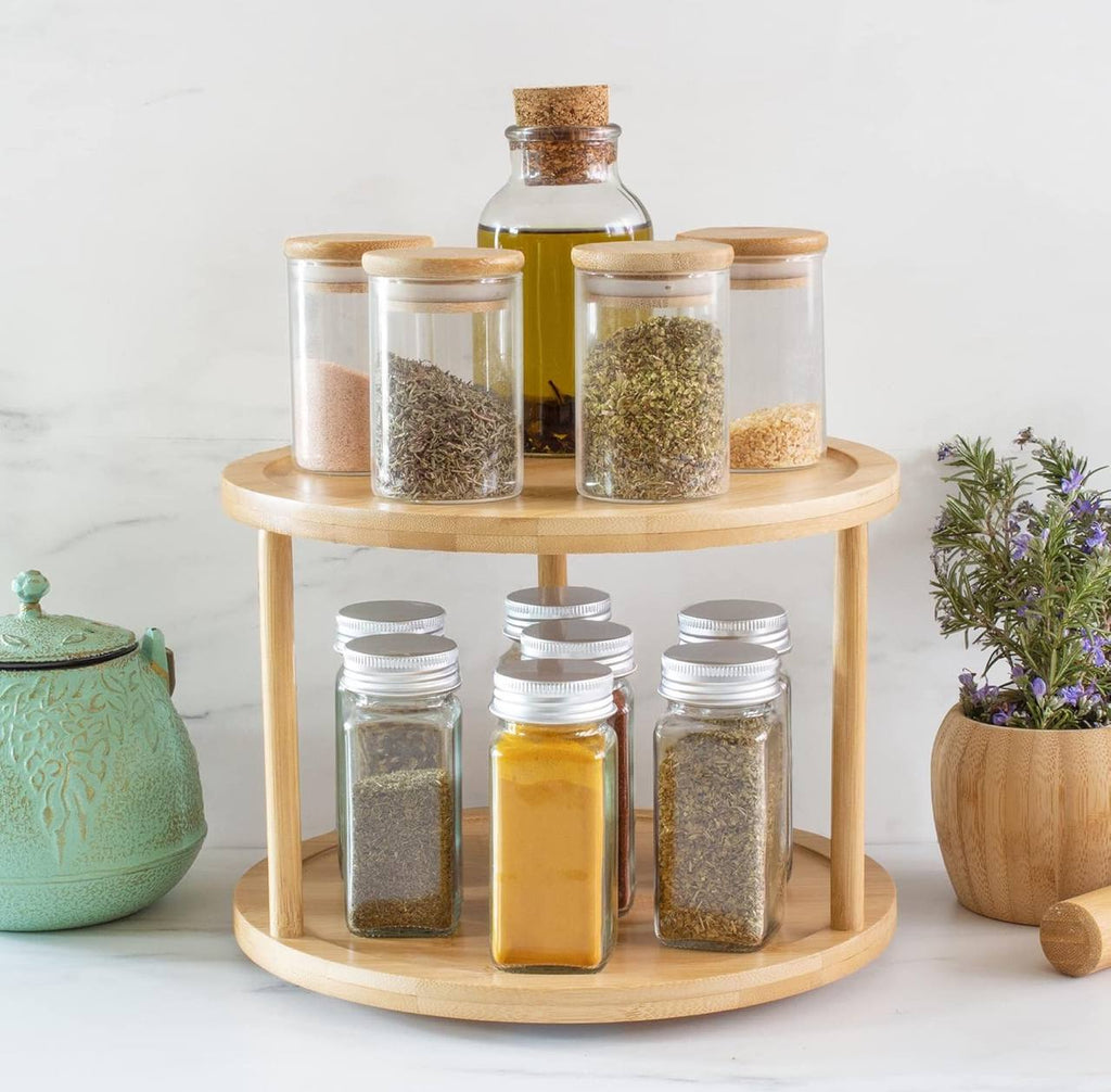 Bamboo rotating spice rack