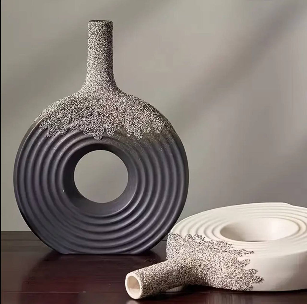 Ceramic Donut Vase, 12 inch Flower Vase