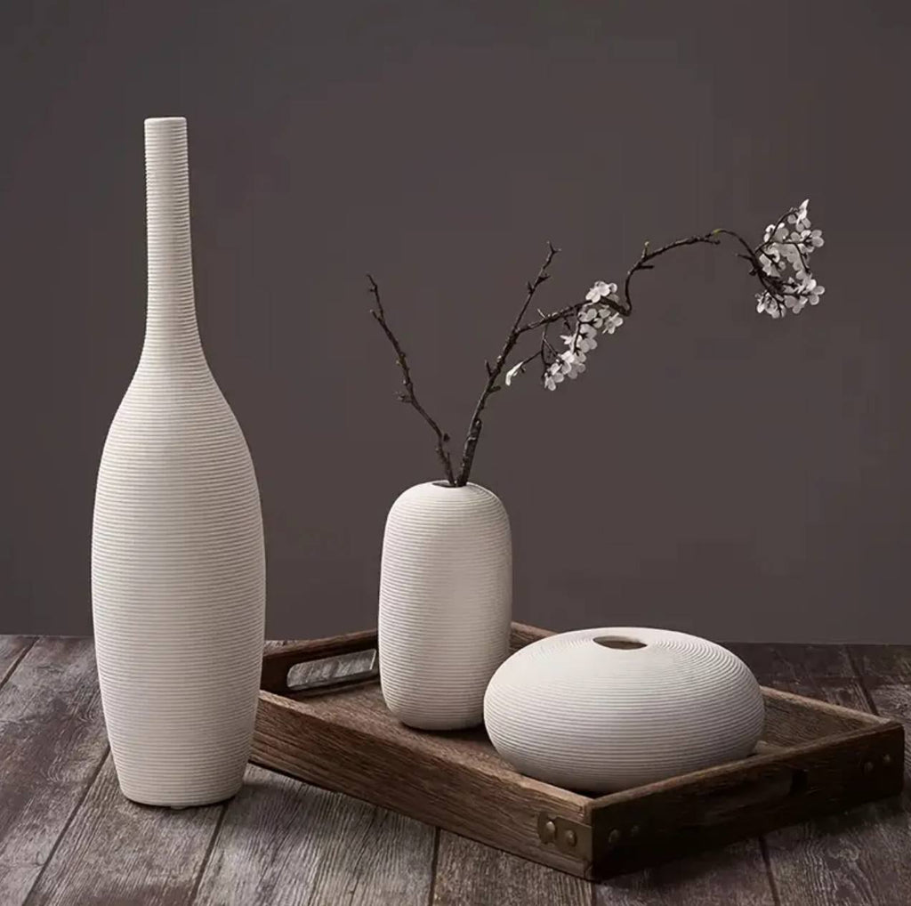 Simple ceramic 3 in 1 modern home decor  vase set