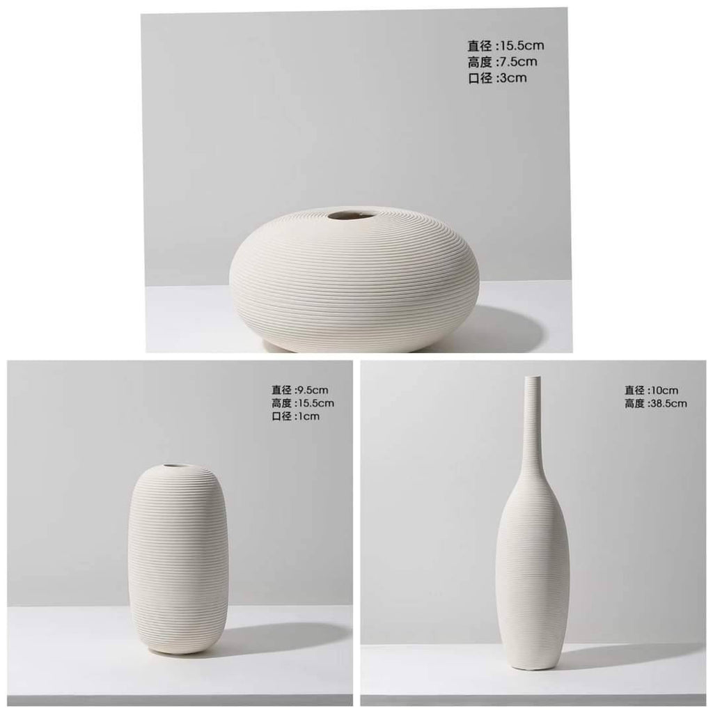 Simple ceramic 3 in 1 modern home decor  vase set