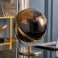 Desktop Figurines Rotating Retro Gold Black World Globe Metal Bracket Decor Desktop Decoration