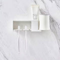 Wall mounted toothbrush and toothpaste holder. With cup storage