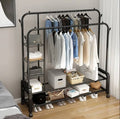 Double Layer Garment Rack Floor  Standing Clothes Hanger