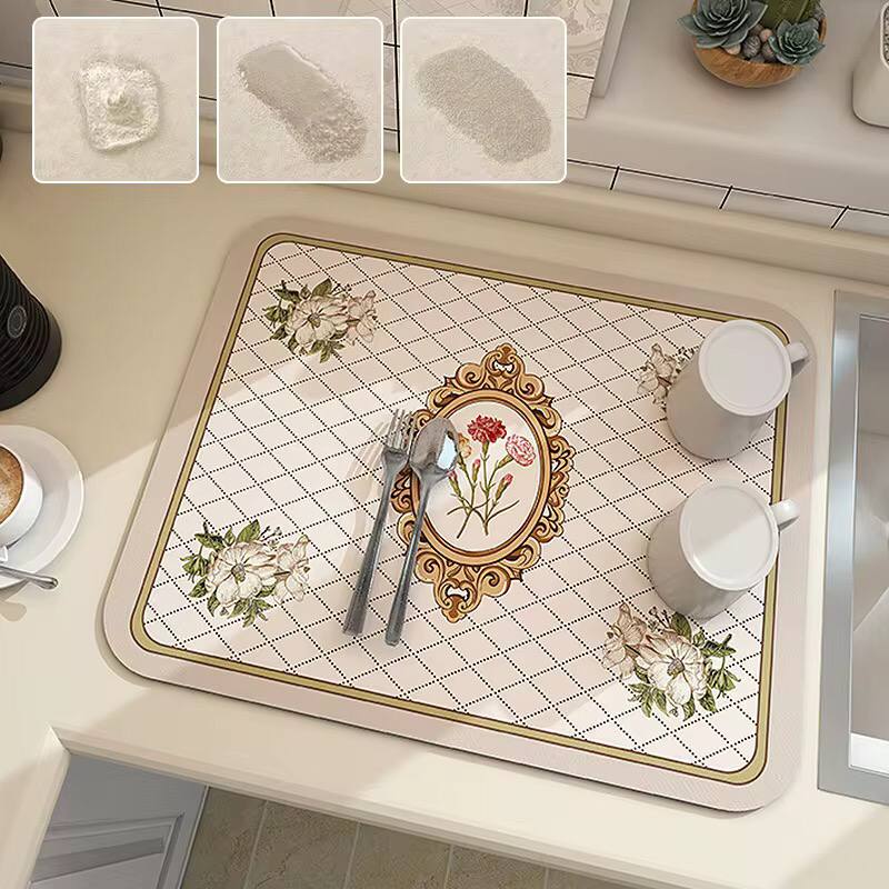Absorbent dish drying mat