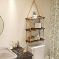 3 Tier Wooden  Floating Shelf / Hanging Rope Organizer Rack