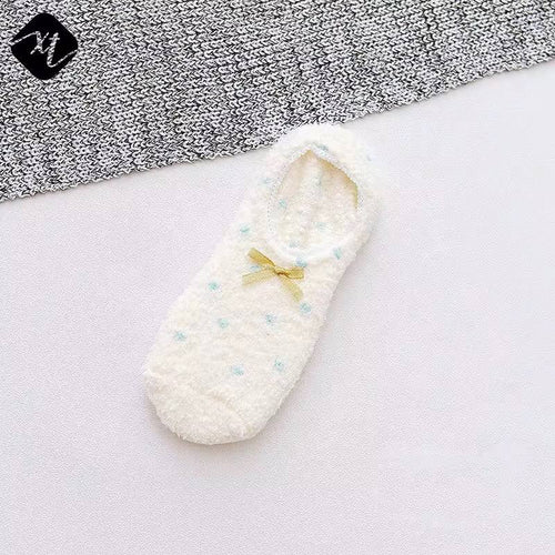 1 Pair Floor Socks Bow-knot Autumn Socks Low Cut Anti-skid Silicone Floor Socks