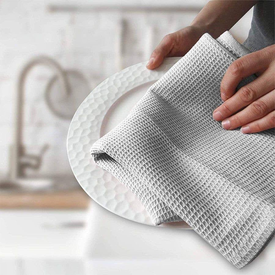 High Quality 100% Cotton Waffle Super Absorbent Kitchen Towels | Set of 2