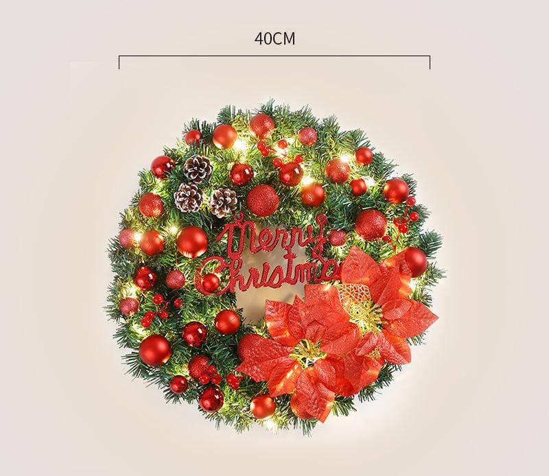 Christmas Door Wreath DecorWith decorations and lighting
batteries powered (AA)