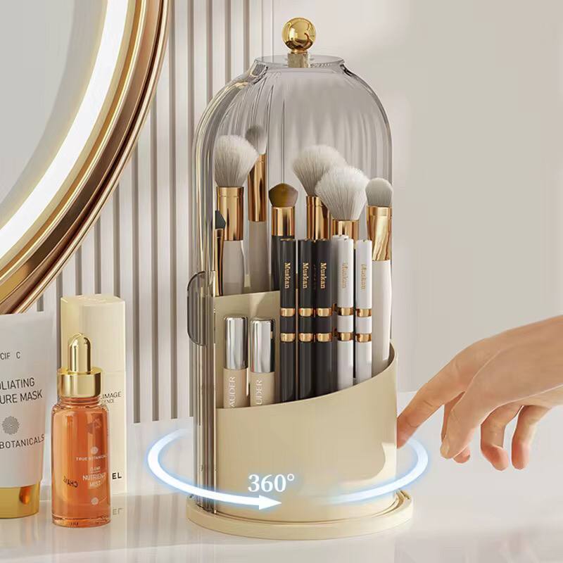 360å¡ Rotating Makeup Brushes Holder With Lid Luxury Cosmetic Organizer Lipstick Eyebrow Pencil Holder Eye Shadow Storage Box