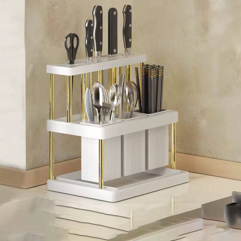 Kitchen rack cutlery and chopstick holder with 3 spoon slots