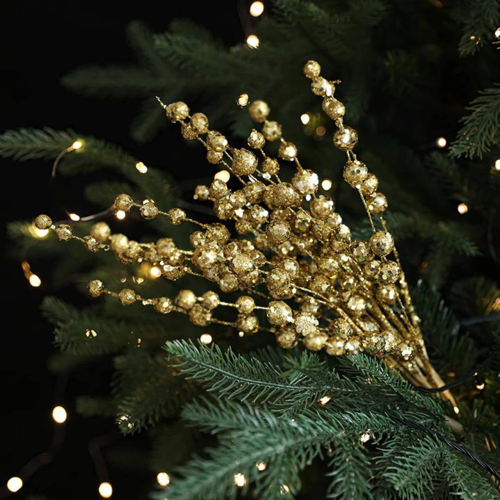 Christmas Tree Flower Arrangement Bouquet Bead String Decorative Ornament 40CM Christmas Glitter Stick