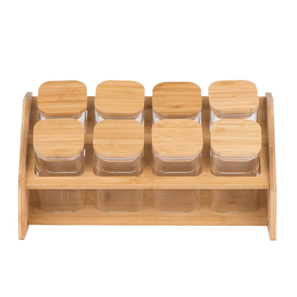 8pcs Classic style squared Borosilicate Glass Jar set