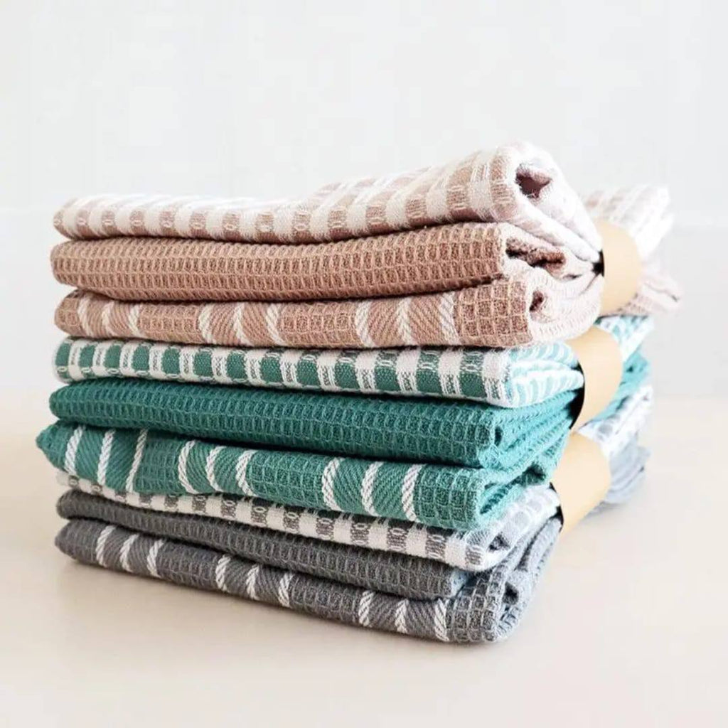 Checked Waffle Weave Kitchen Towels ‰ÛÒ Soft, Absorbent & Stylish
