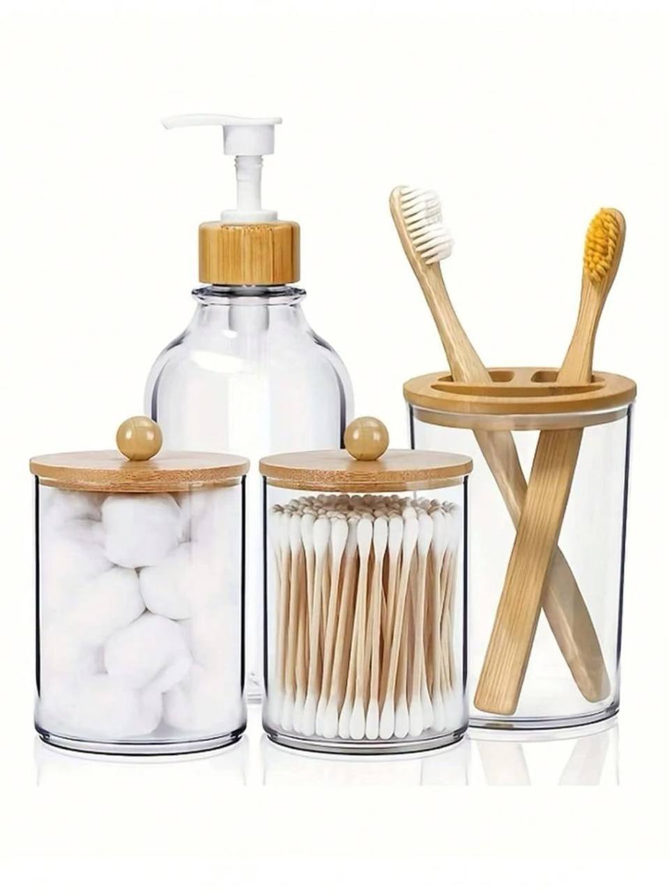 4pcs Bamboo Bathroom Accessories