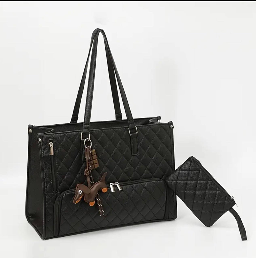 Quilted Large Capacity 15.6‰۝ Business Laptop Tote Bag with Insulated Lunch Compartment