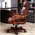HLILY Office Chair, Solid Wood Reclining Computer Chair, Home Executive Chair, Executive Commercial Swivel Chair/Brown or Black/110-
