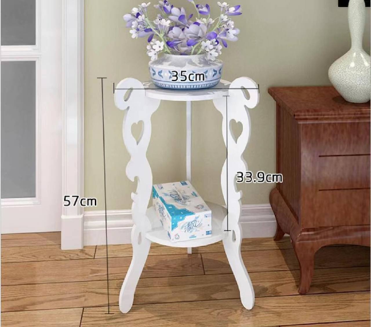 3 legged 2 layer white decor table 
Big size