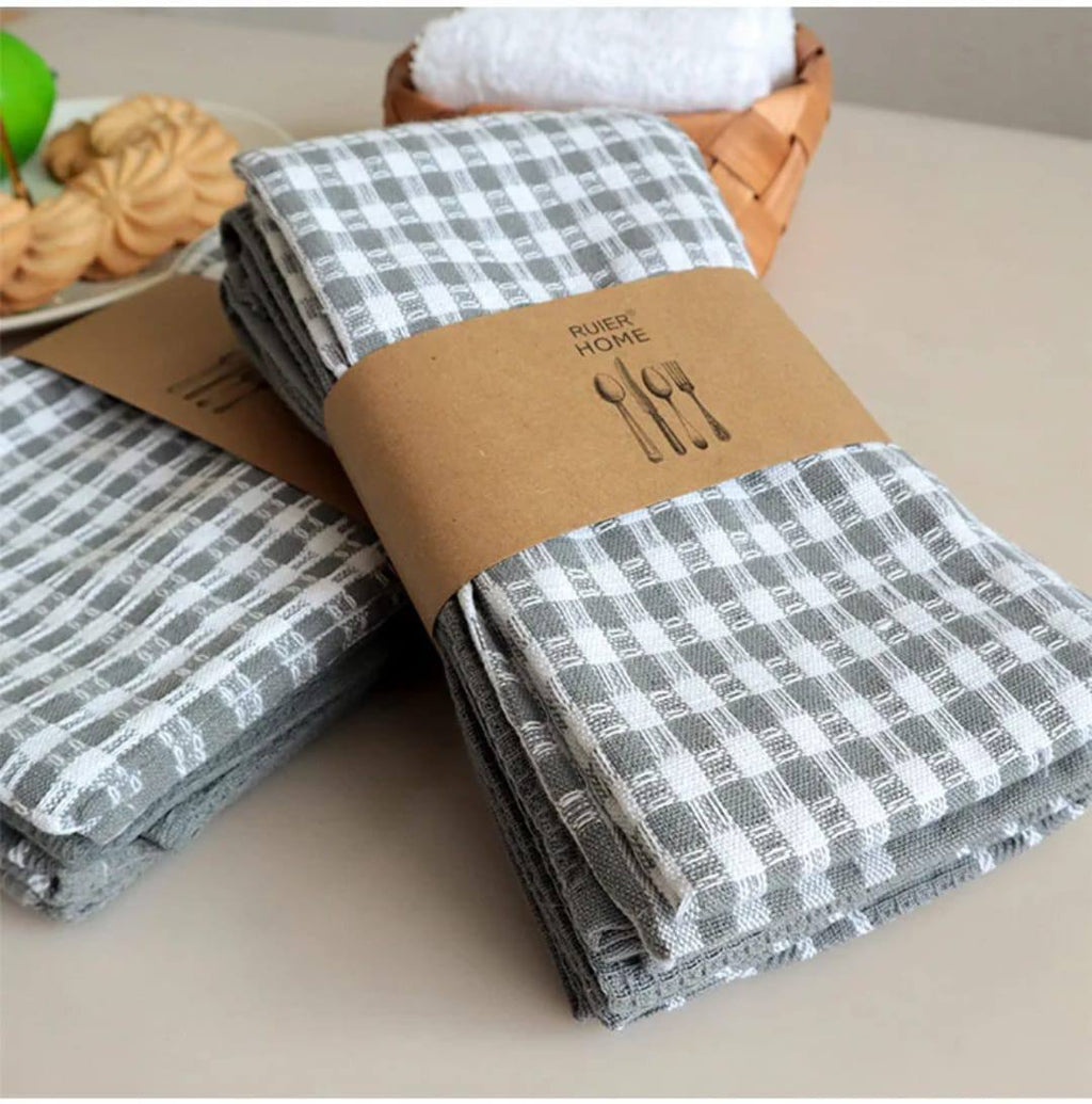 Checked Waffle Weave Kitchen Towels ‰ÛÒ Soft, Absorbent & Stylish