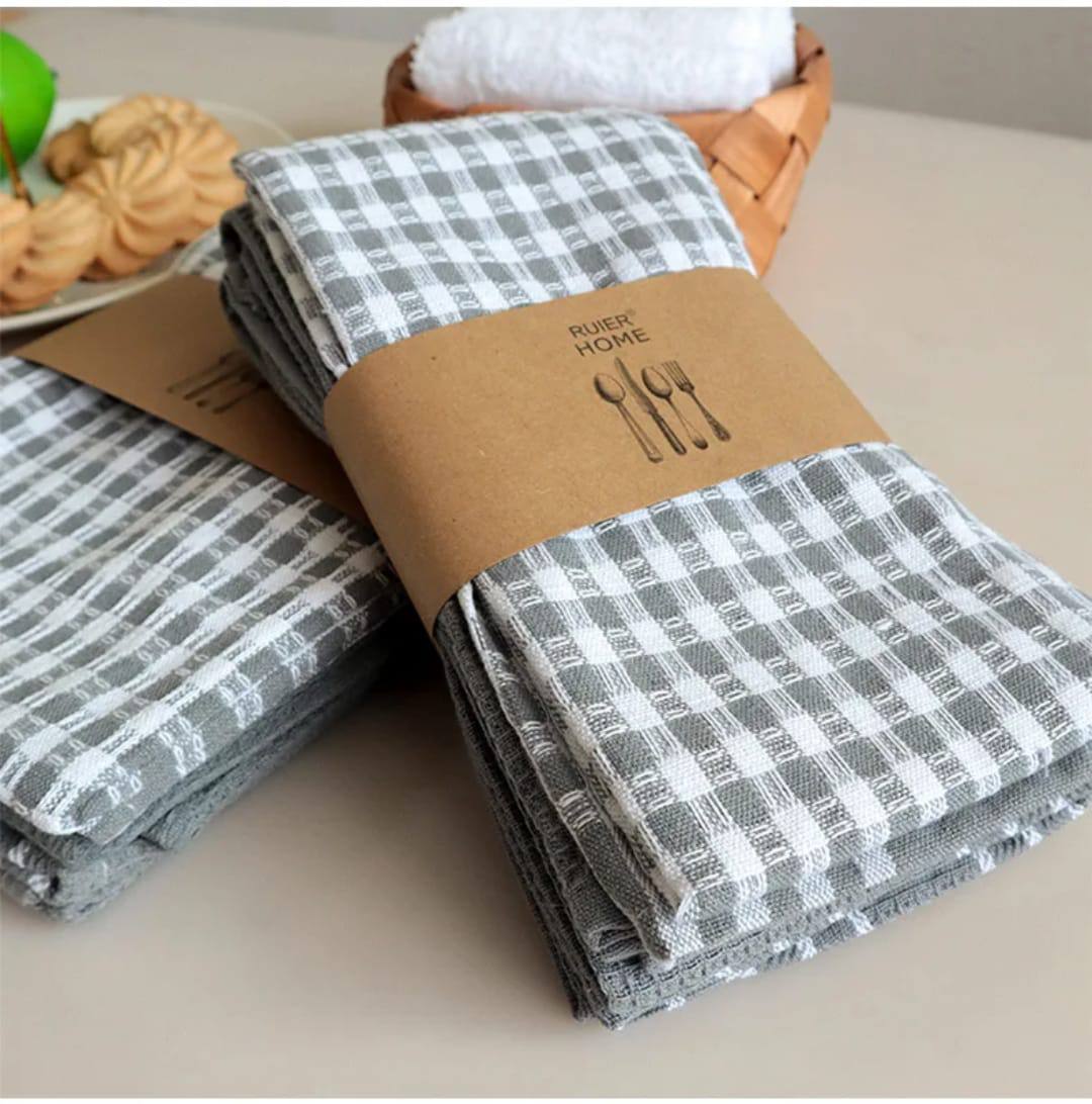 Checked Waffle Weave Kitchen Towels ‰ÛÒ Soft, Absorbent & Stylish