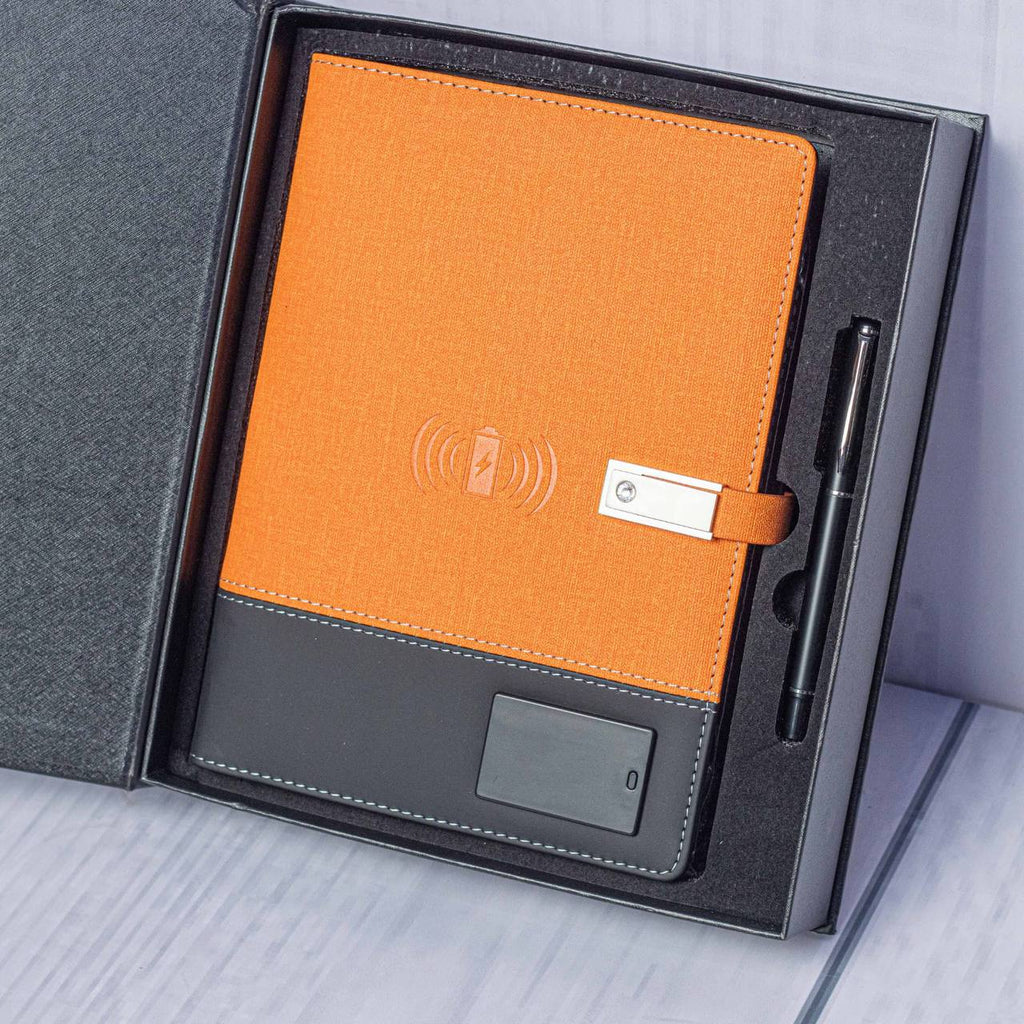 Advanced Smart A5 Notebook Portfolio, With Pendrive, Wireless Charging and Power Bank