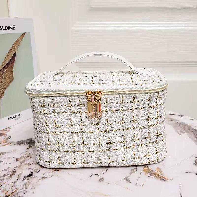 Tweed luxury cosmetic bag organizer