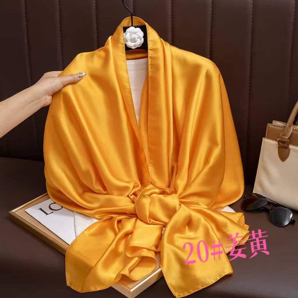 Luxury  Plain Silk  Scarf Set for Women