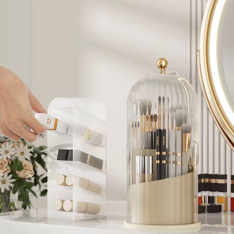 360å¡ Rotating Makeup Brushes Holder With Lid Luxury Cosmetic Organizer Lipstick Eyebrow Pencil Holder Eye Shadow Storage Box