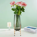 Nordic Modern Creative  Glass Vase With Metallic Stand